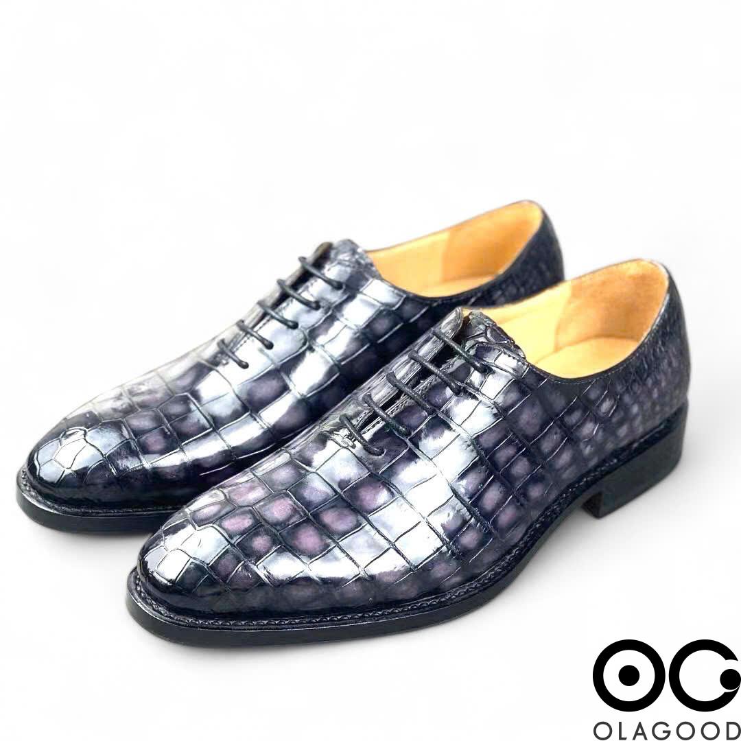Giày handmade da cá sấu nam - Goodyear patina - GGP013S