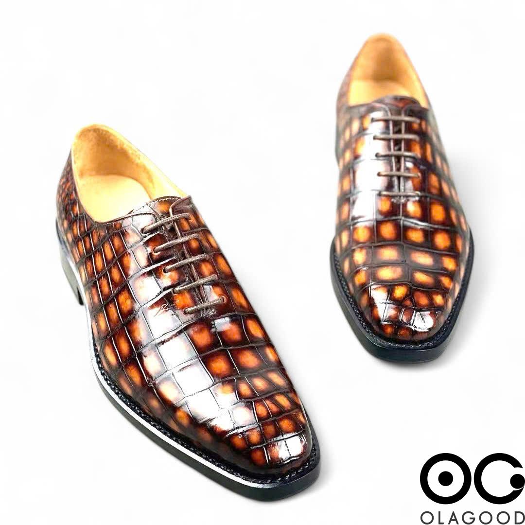 Giày handmade da cá sấu nam - Goodyear patina - GGP013S - Hình ảnh 15