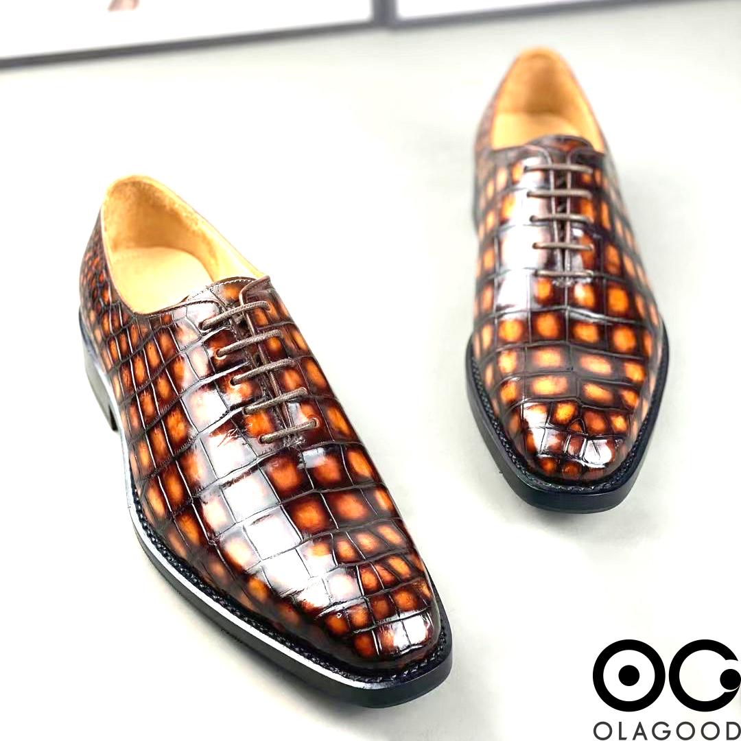 Giày handmade da cá sấu nam - Goodyear patina - GGP013S - Hình ảnh 9