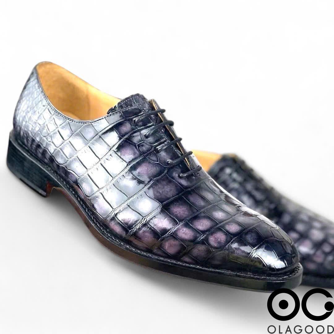 Giày handmade da cá sấu nam - Goodyear patina - GGP013S - Hình ảnh 6