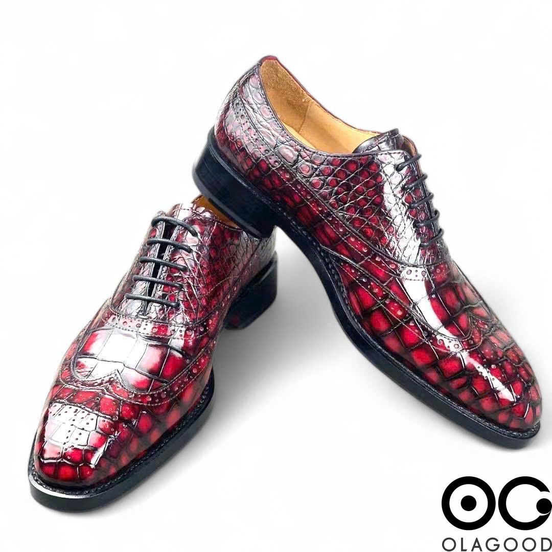 Giày nam patina cá sấu - Thủ công goodyear - GGP012S - Hình ảnh 7