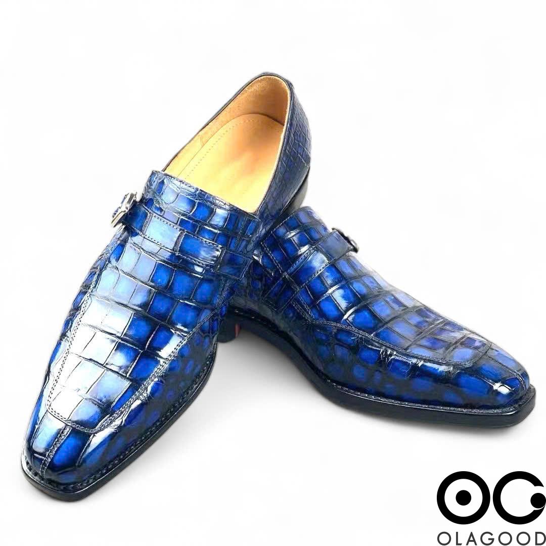 Giày single monk strap da cá sấu - Goodyear patina - GGP014S - Hình ảnh 6