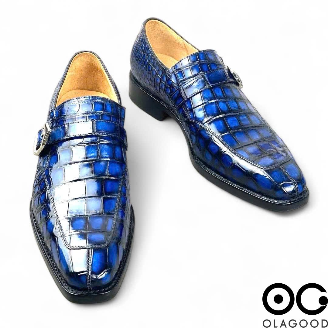 Giày single monk strap da cá sấu - Goodyear patina - GGP014S - Hình ảnh 3