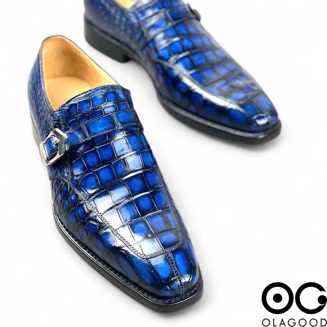 Giày single monk strap da cá sấu - Goodyear patina - GGP014S - Hình ảnh 5