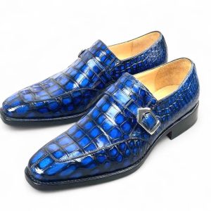 Giày single monk strap da cá sấu - Goodyear patina - GGP014S