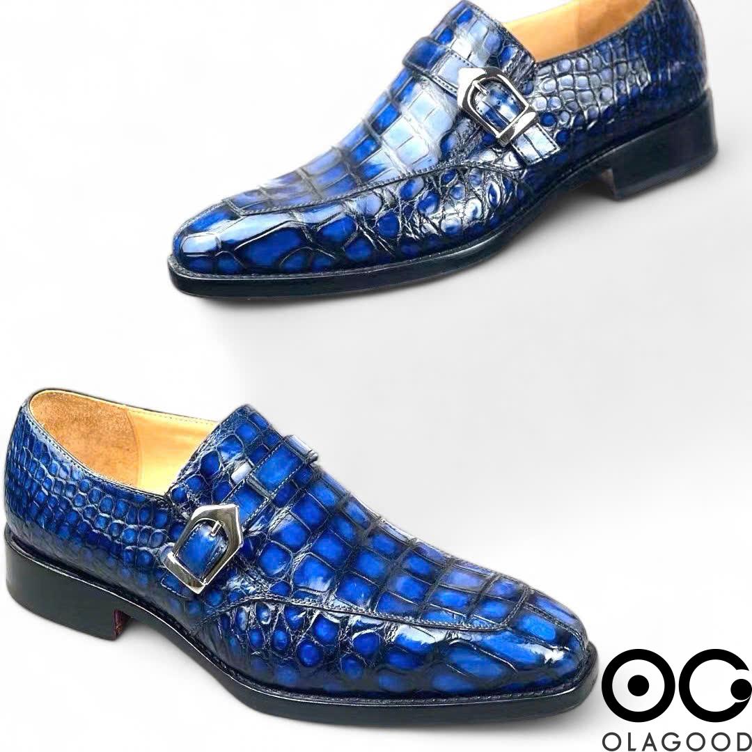 Giày single monk strap da cá sấu - Goodyear patina - GGP014S - Hình ảnh 7