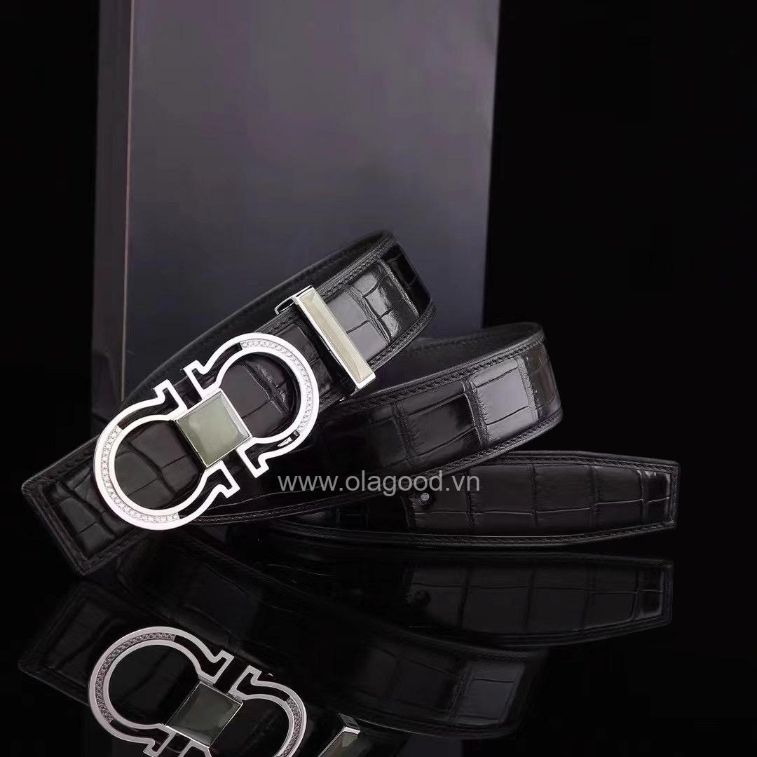 Thắt lưng cá sấu - Khóa bạc Ý 925 - TLB017S