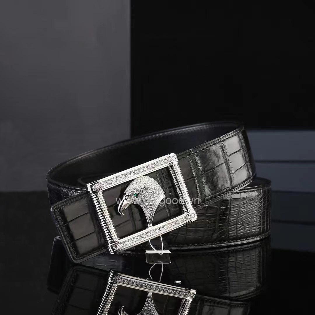 Thắt lưng cá sấu cao cấp - Khóa bạc Ý 925 - TLB0112S - Hình ảnh 2