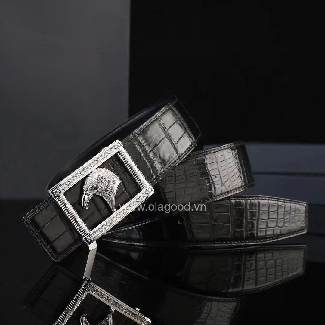 Thắt lưng cá sấu cao cấp - Khóa bạc Ý 925 - TLB0112S