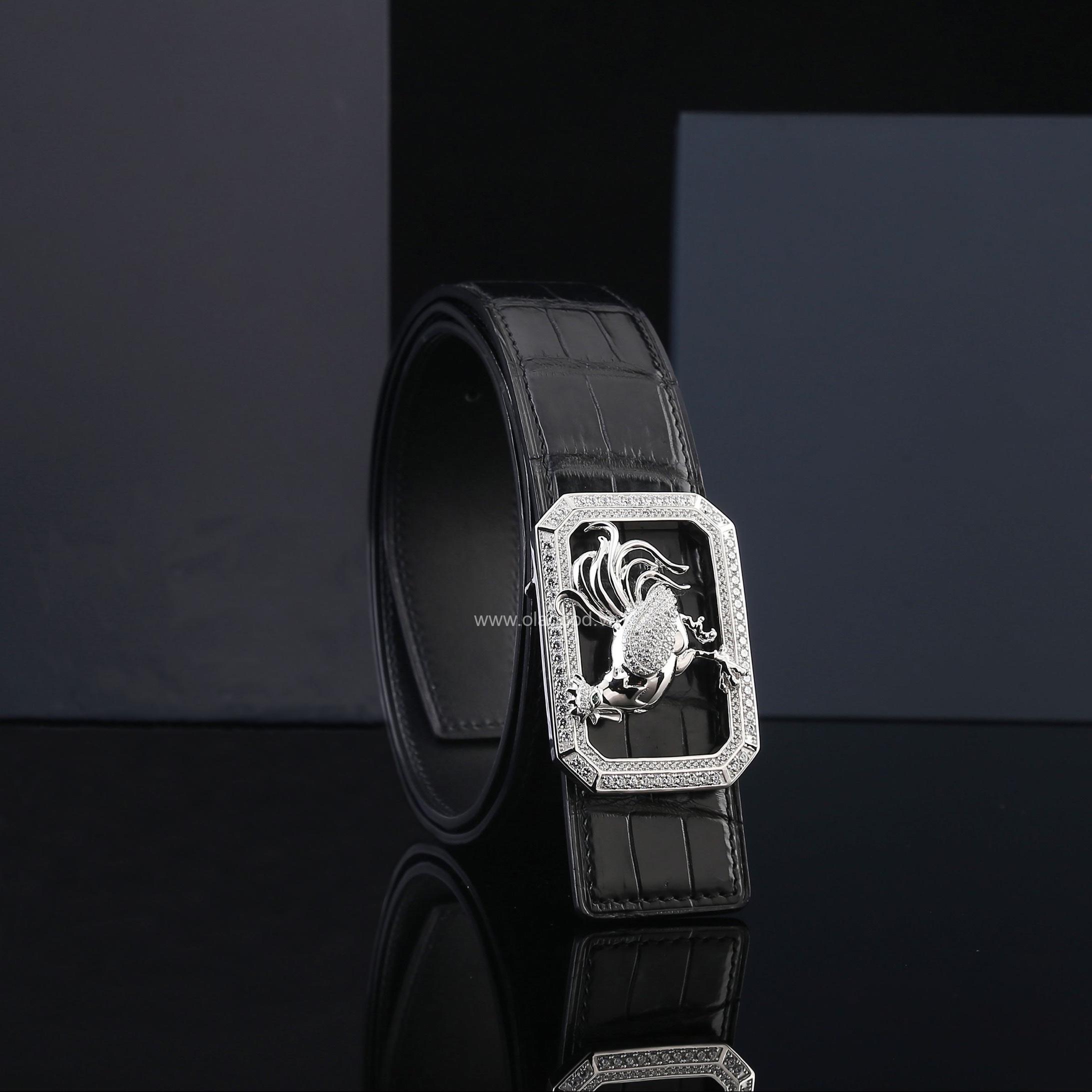 Thắt lưng cá sấu thật - Khóa bạc Ý 925 - TLB0121S - Hình ảnh 4