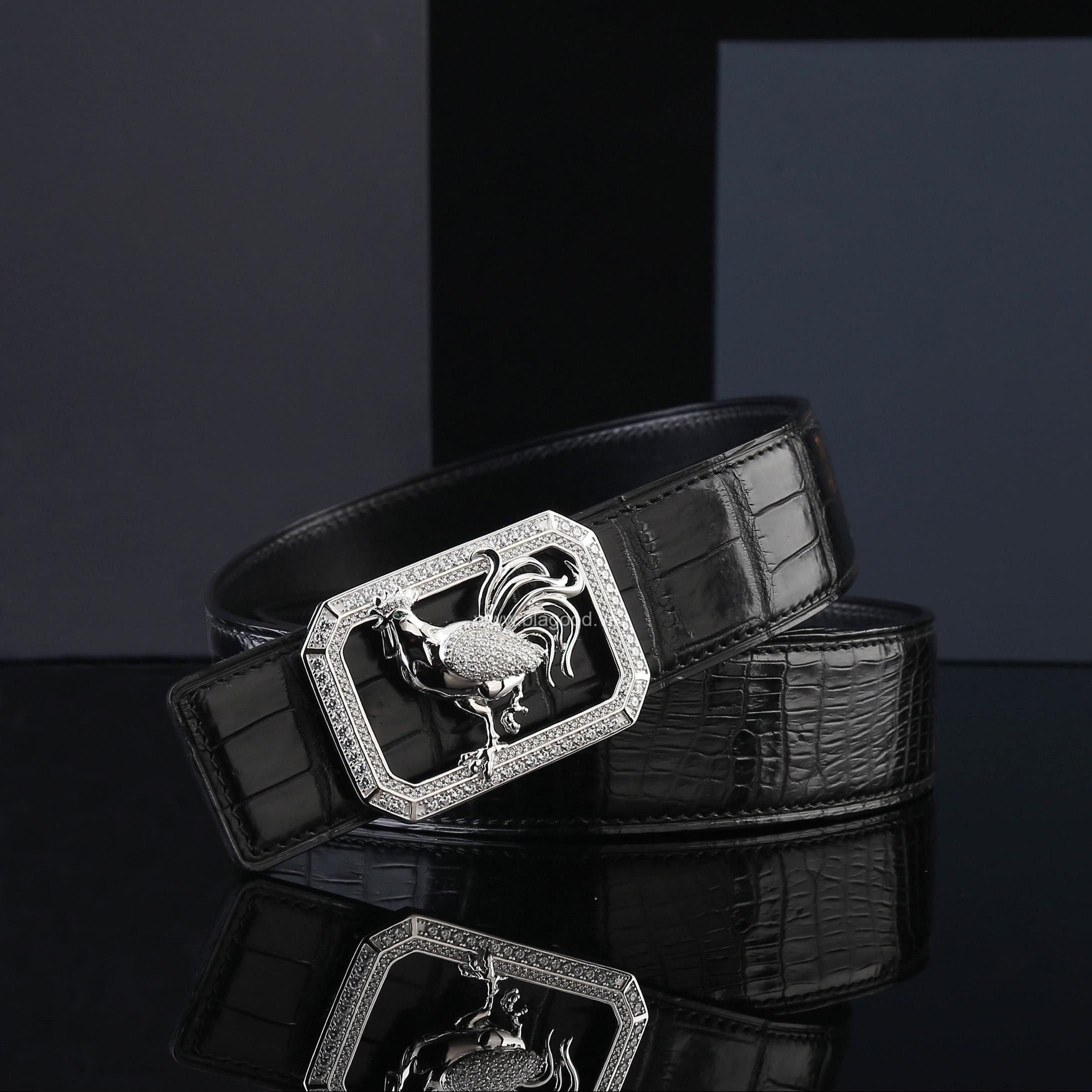 Thắt lưng cá sấu thật - Khóa bạc Ý 925 - TLB0121S - Hình ảnh 2