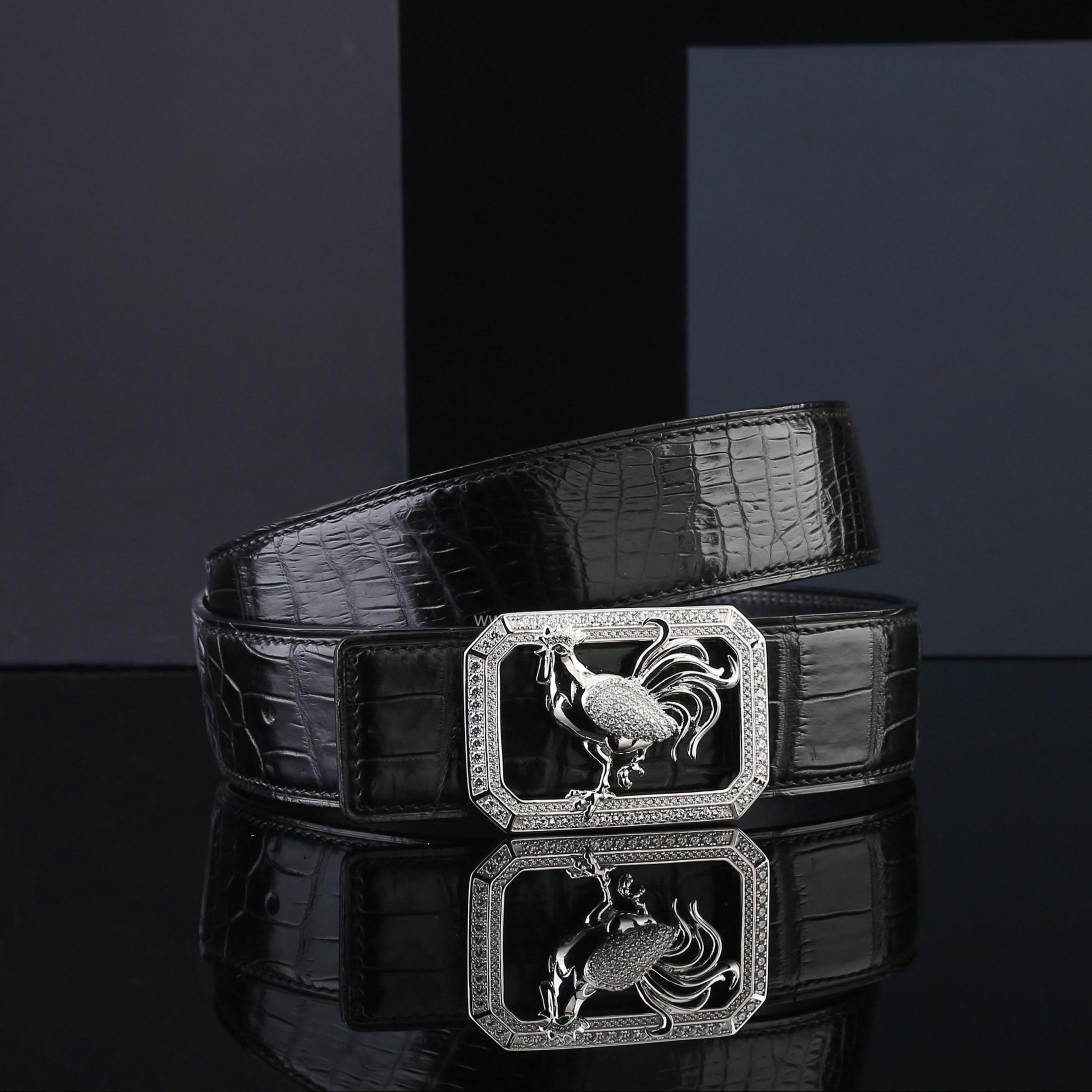 Thắt lưng cá sấu thật - Khóa bạc Ý 925 - TLB0121S - Hình ảnh 3