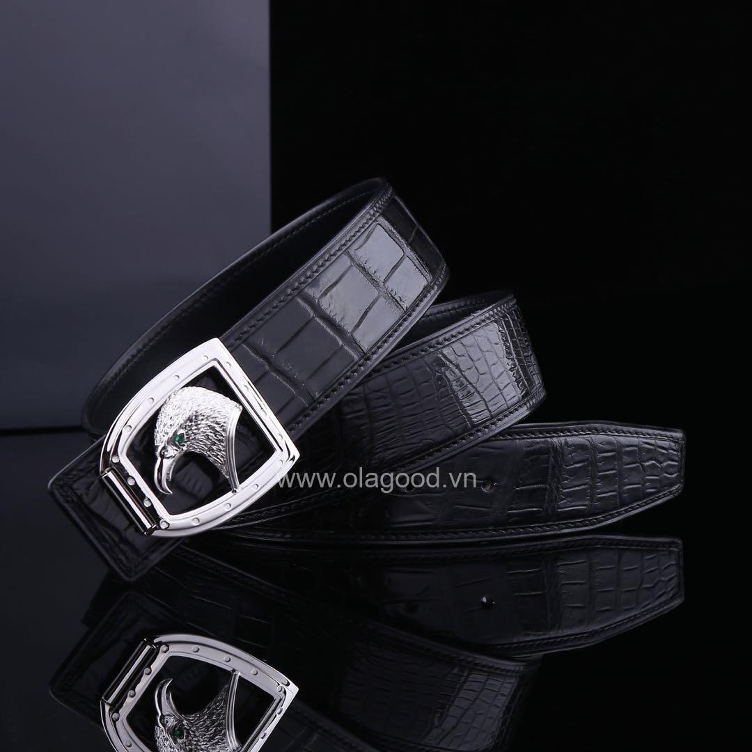 Thắt lưng da cá sấu chính hãng - Khóa bạc Ý S925 - TLB0131S