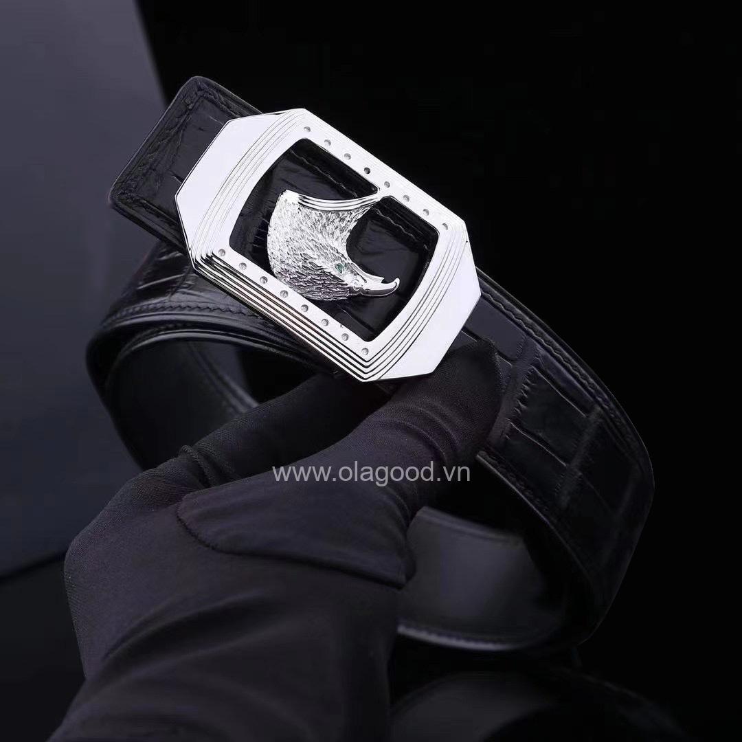 Thắt lưng da cá sấu nam - Khóa bạc Ý 925 - TLB015S - Hình ảnh 5