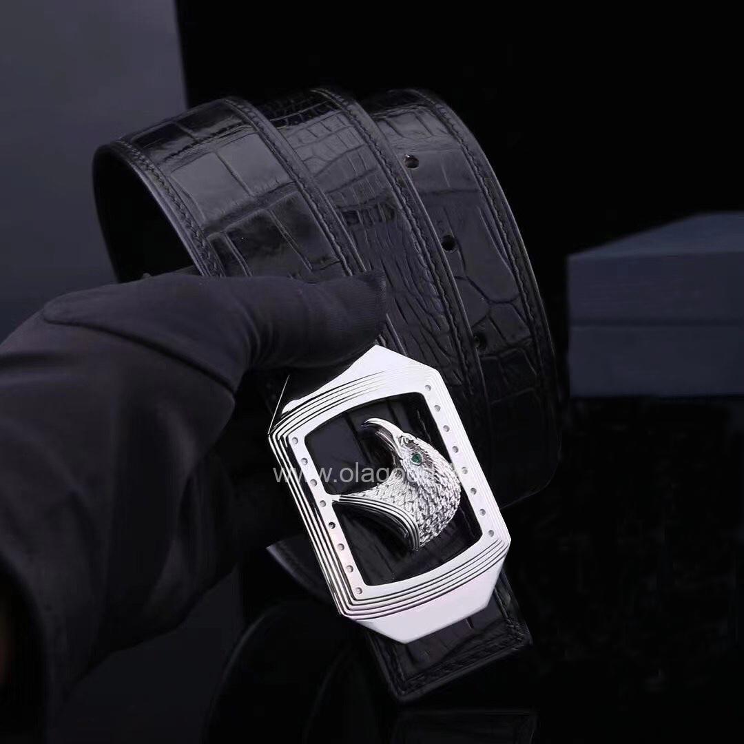 Thắt lưng da cá sấu nam - Khóa bạc Ý 925 - TLB015S - Hình ảnh 2