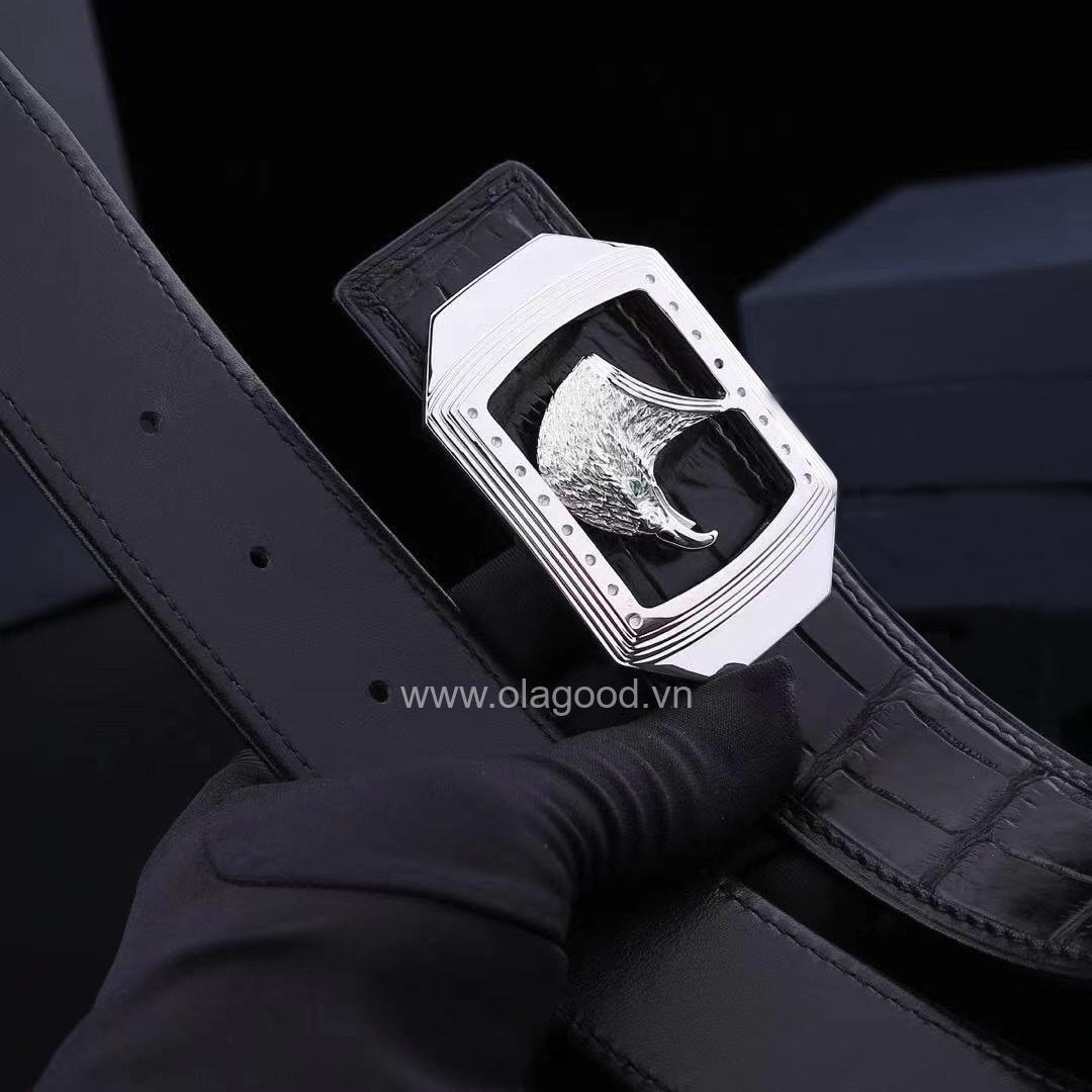 Thắt lưng da cá sấu nam - Khóa bạc Ý 925 - TLB015S - Hình ảnh 7