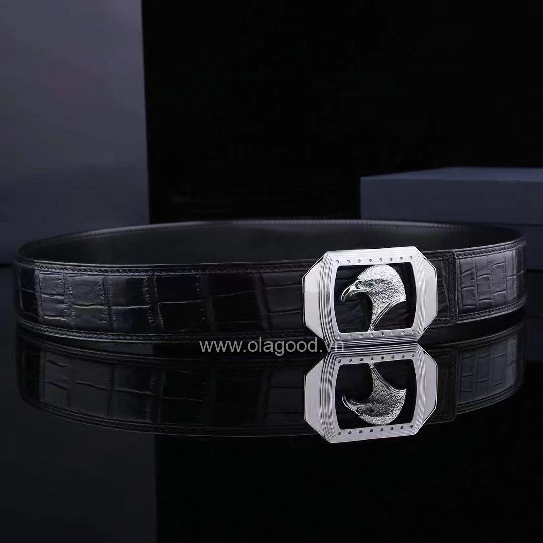 Thắt lưng da cá sấu nam - Khóa bạc Ý 925 - TLB015S - Hình ảnh 6