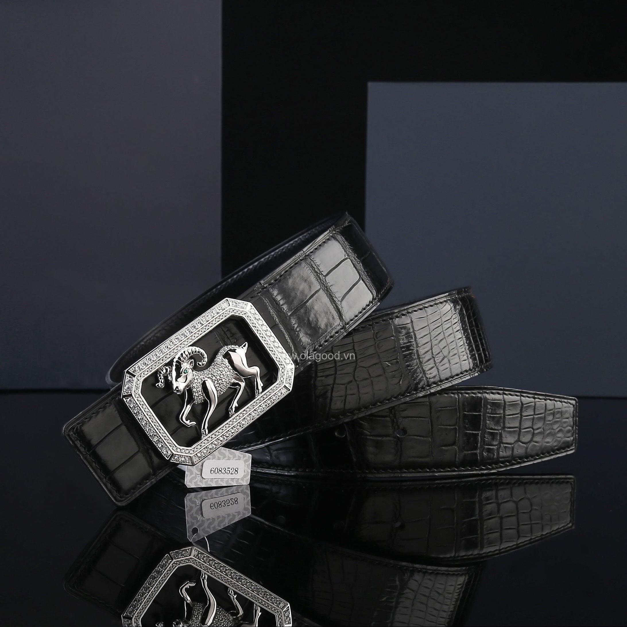 Thắt lưng da cá sấu thật - Khóa bạc Ý 925 - TLB0119S