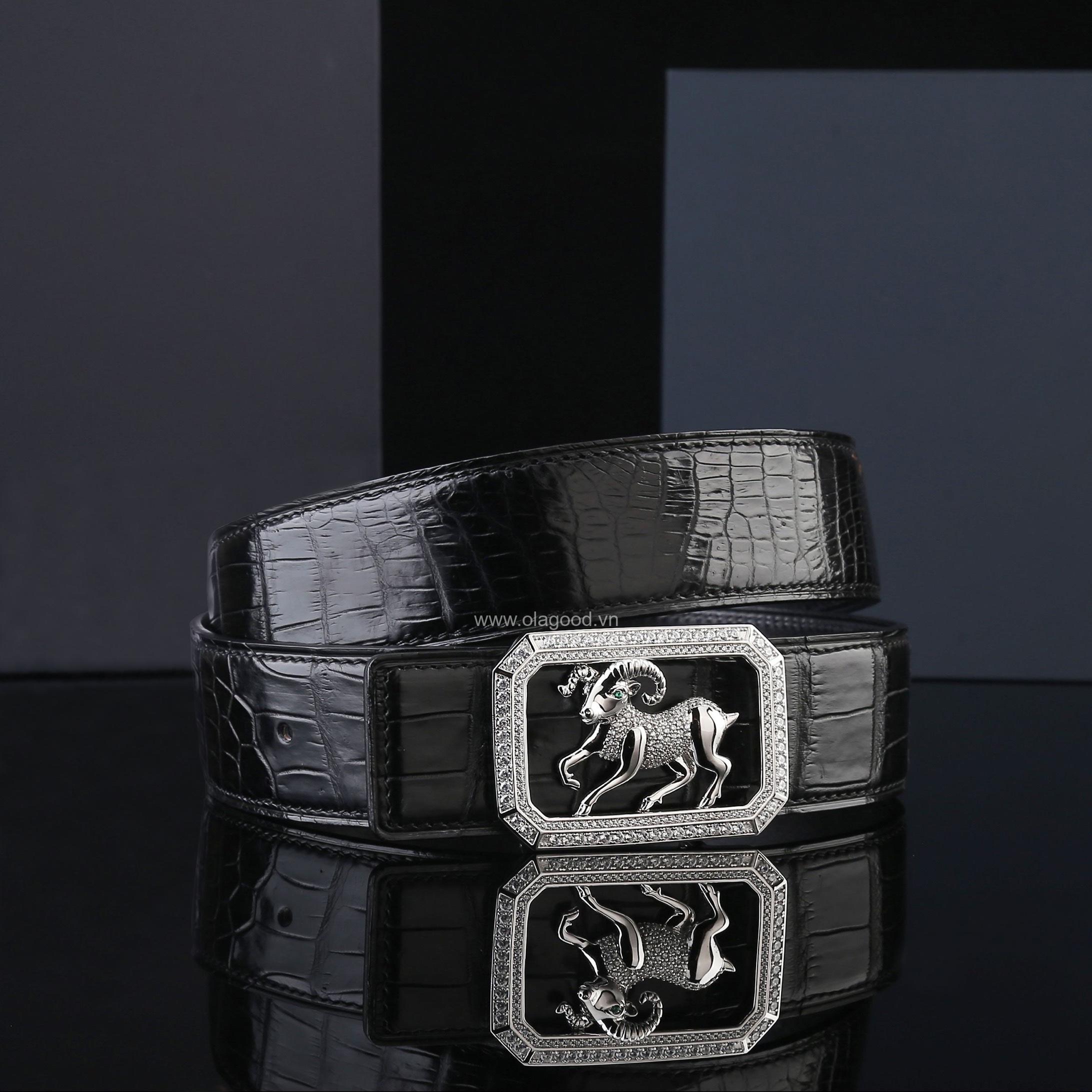 Thắt lưng da cá sấu thật - Khóa bạc Ý 925 - TLB0119S - Hình ảnh 3