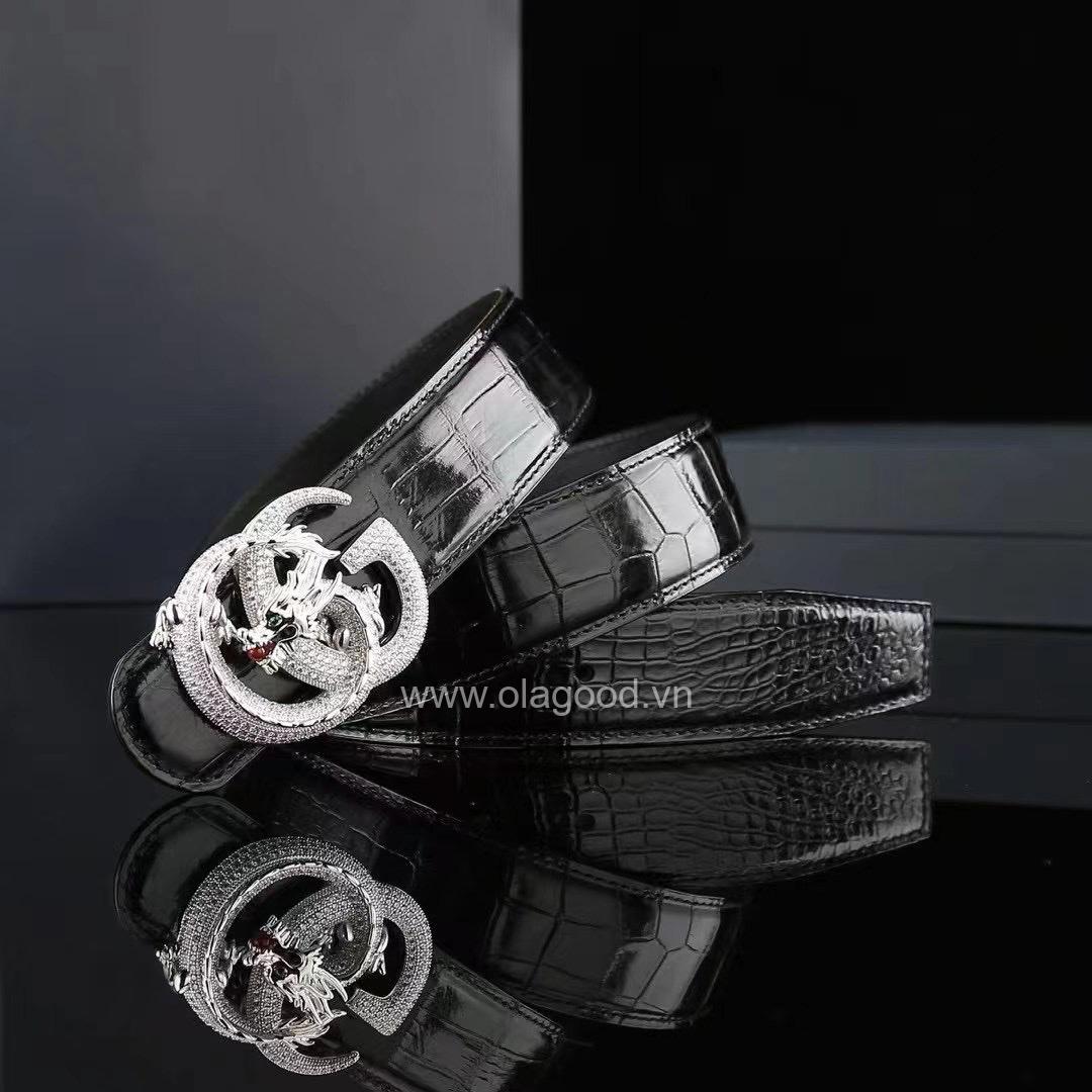 Thắt lưng nam cá sấu cao cấp - Khóa bạc ý S925