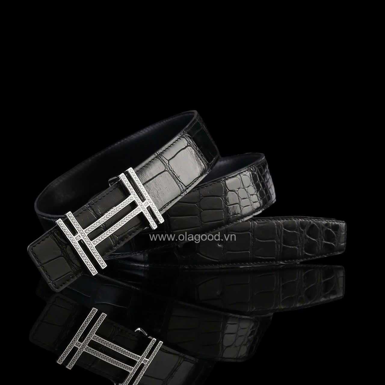 Thắt lưng nam cá sấu chính hãng - Khóa bạc Ý 925 - TLB0126S