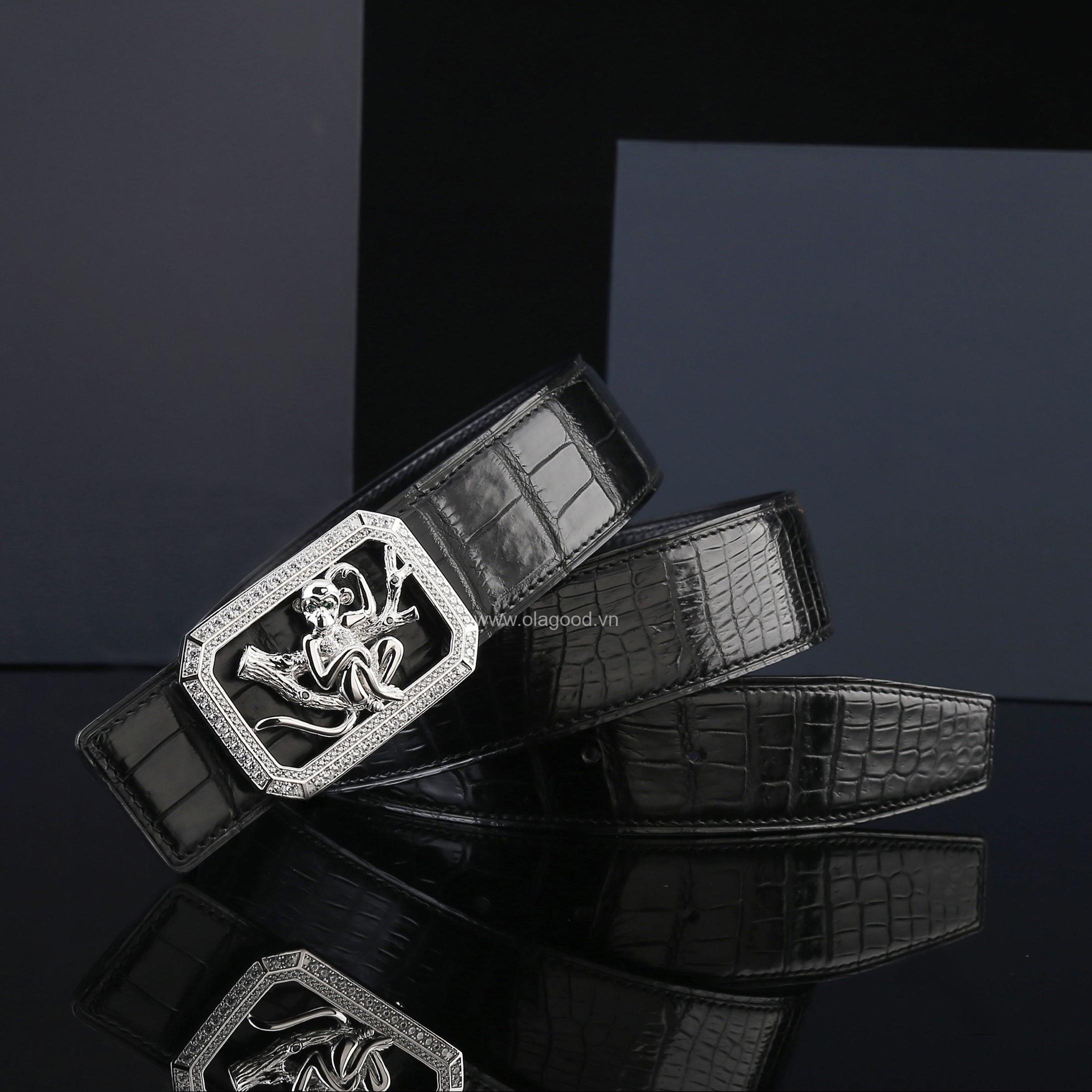 Thắt lưng nam cá sấu thật - Khóa bạc Ý 925 - TLB0120S