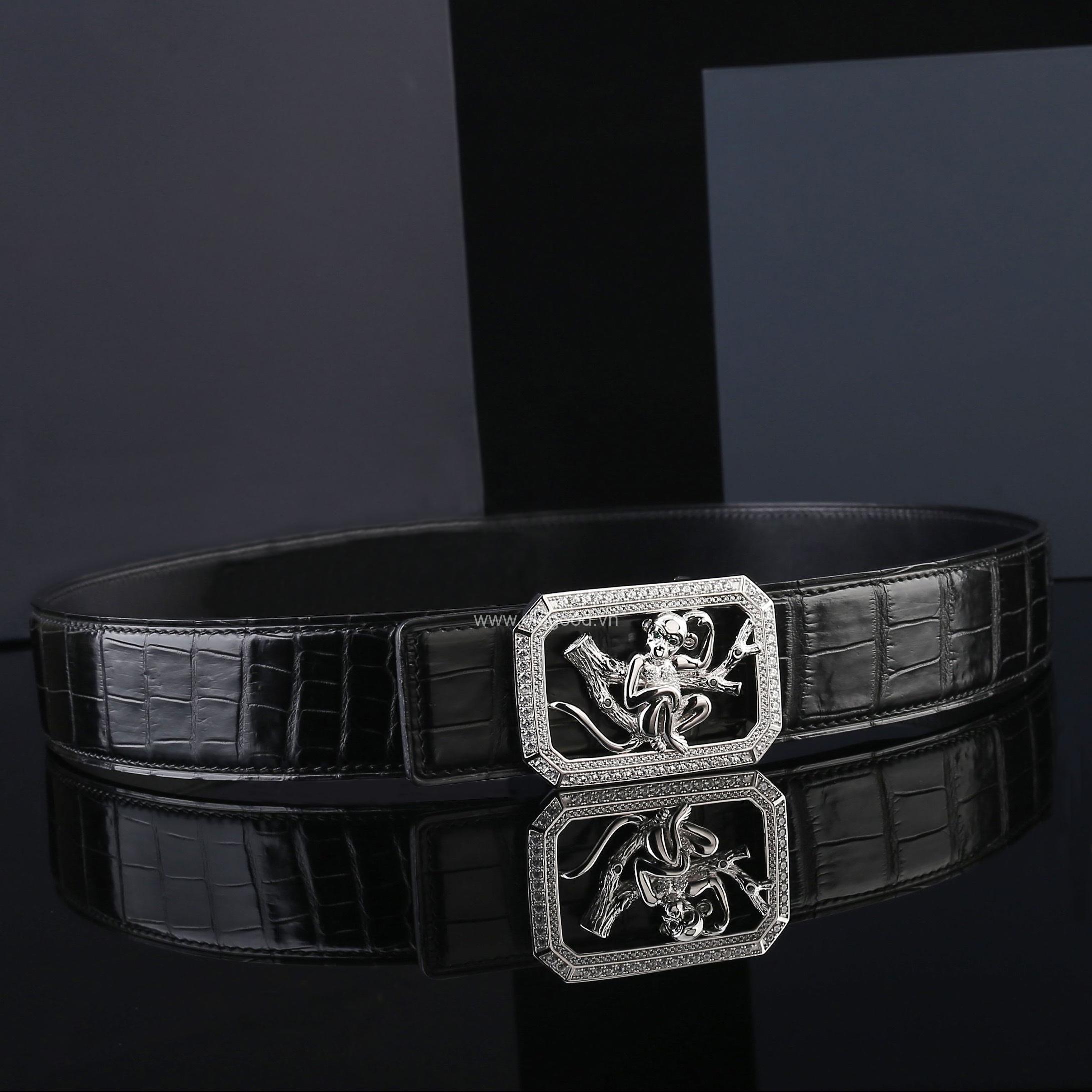 Thắt lưng nam cá sấu thật - Khóa bạc Ý 925 - TLB0120S - Hình ảnh 5