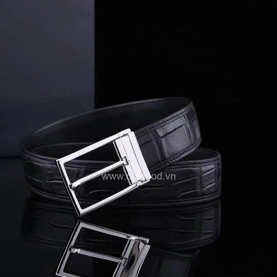 Thắt lưng nam da cá sấu - Khóa bạc 925 - TLB012S - Hình ảnh 2