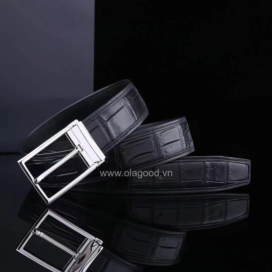 Thắt lưng nam da cá sấu - Khóa bạc 925 - TLB012S