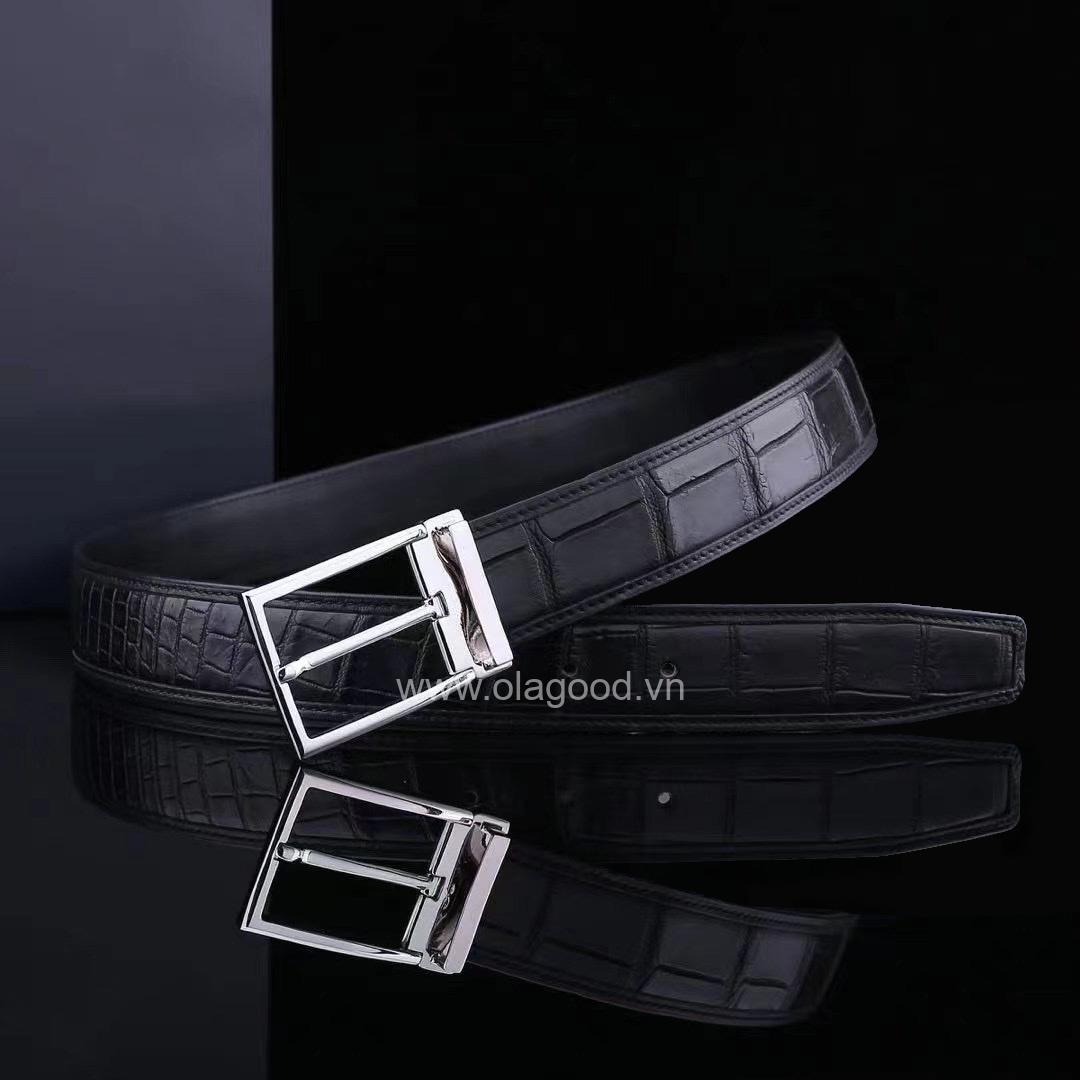 Thắt lưng nam da cá sấu - Khóa bạc 925 - TLB012S - Hình ảnh 5