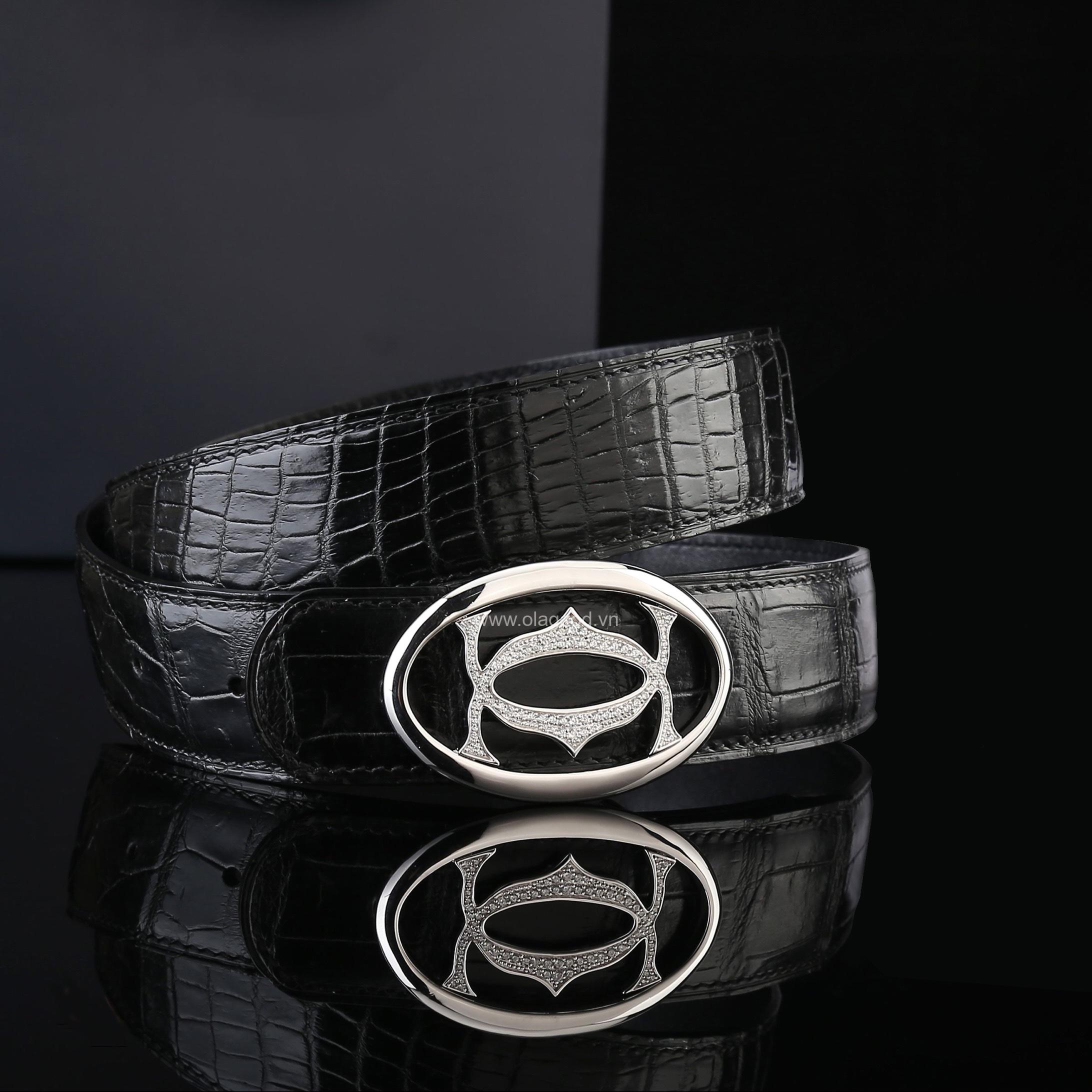 Dây lưng da cá sấu nam - Khóa bạc Ý 925 - TLB0134S - Hình ảnh 4