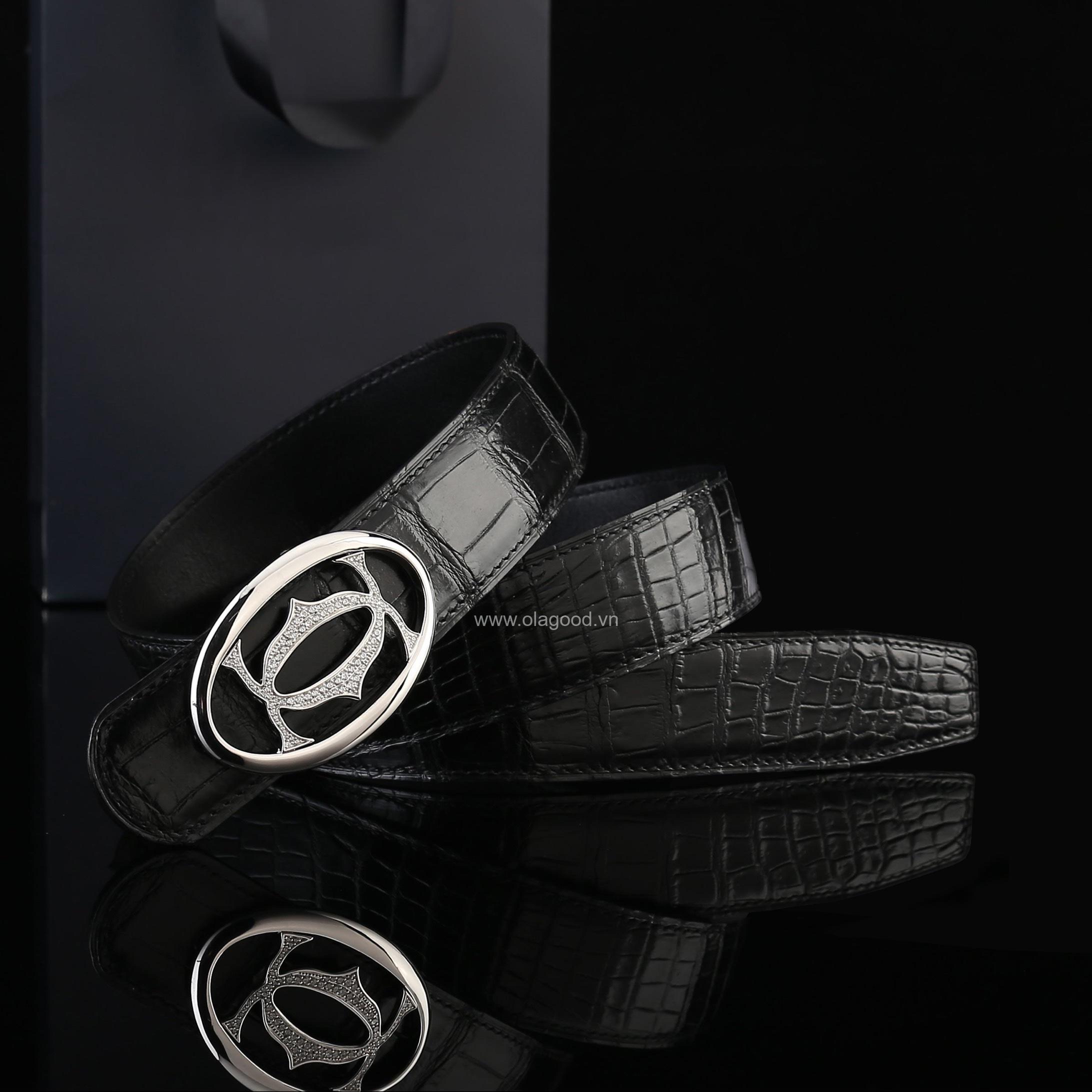 Dây lưng da cá sấu nam - Khóa bạc Ý 925 - TLB0134S
