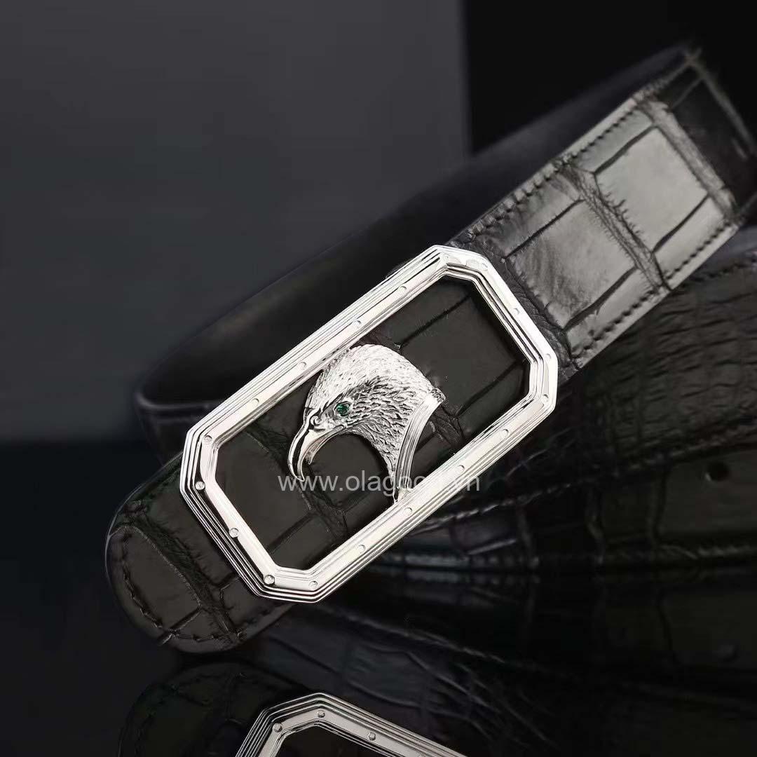 Dây lưng nam cá sấu - Khóa bạc Ý 925 - TLB0132S - Hình ảnh 5