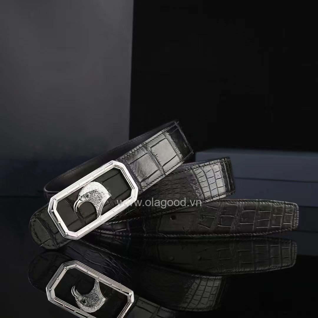 Dây lưng nam cá sấu - Khóa bạc Ý 925 - TLB0132S