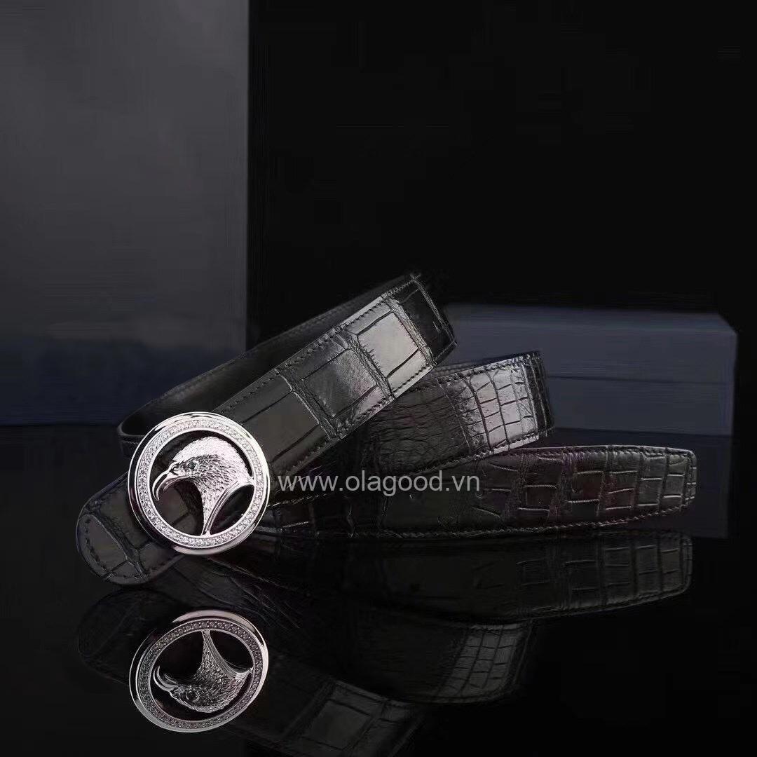 Dây nịt nam cá sấu chính hãng - Khóa bạc Ý 925 - TLB0130S