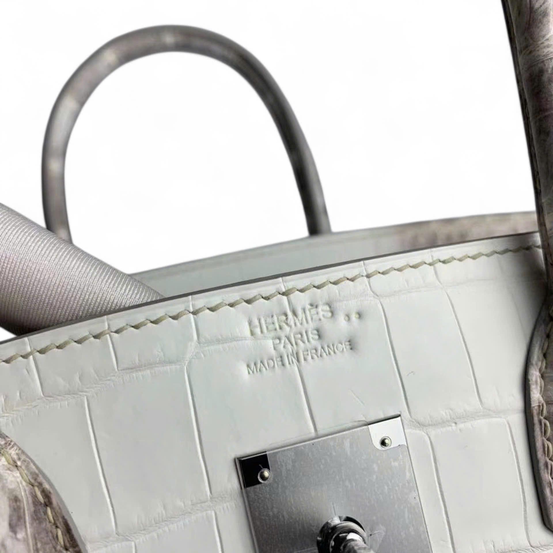 Túi xách Hermes Birkin da cá sấu himalaya size 30 - HBH027S - Hình ảnh 9