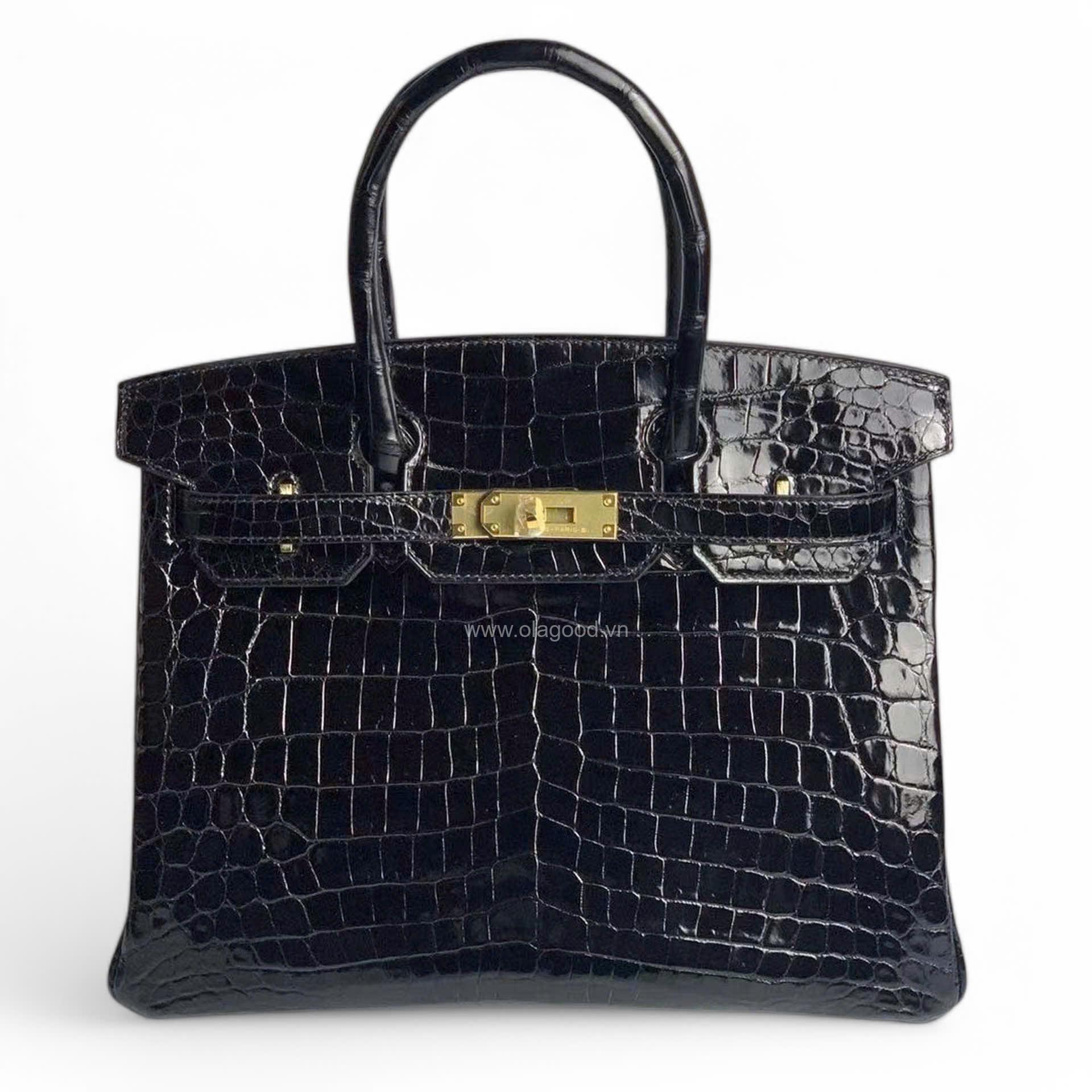 Túi xách Hermes Birkin da cá sấu màu đen size 30 - BHD025S