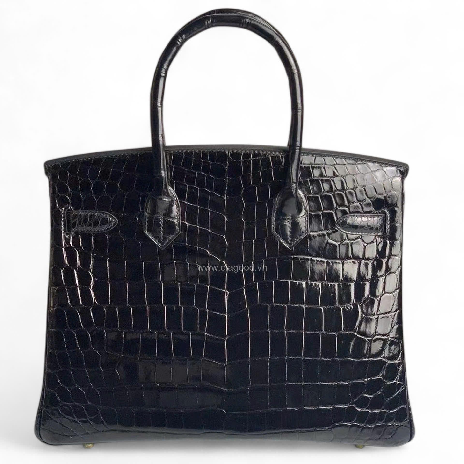Túi xách Hermes Birkin da cá sấu màu đen size 30 - BHD025S - Hình ảnh 3