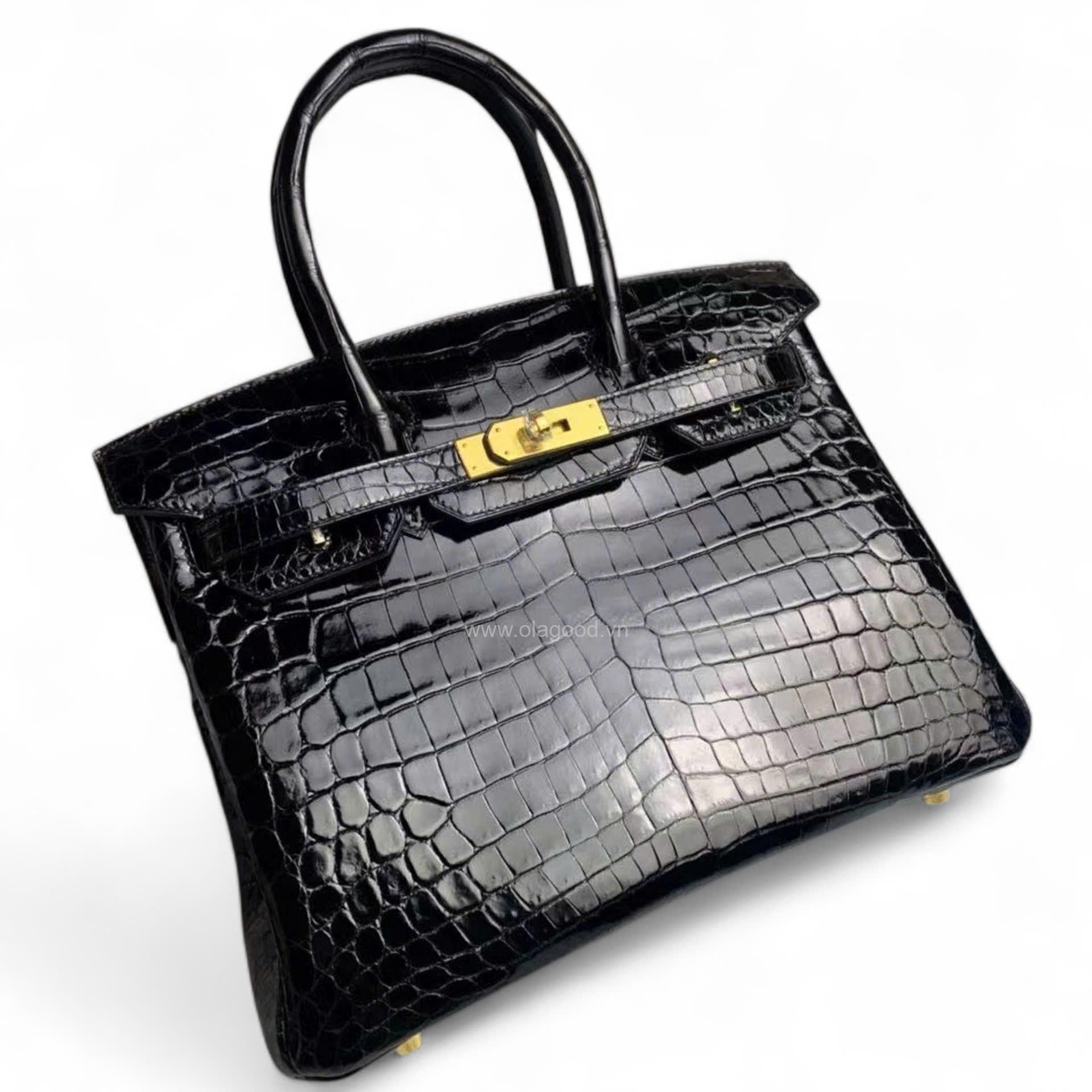 Túi xách Hermes Birkin da cá sấu màu đen size 30 - BHD025S - Hình ảnh 4
