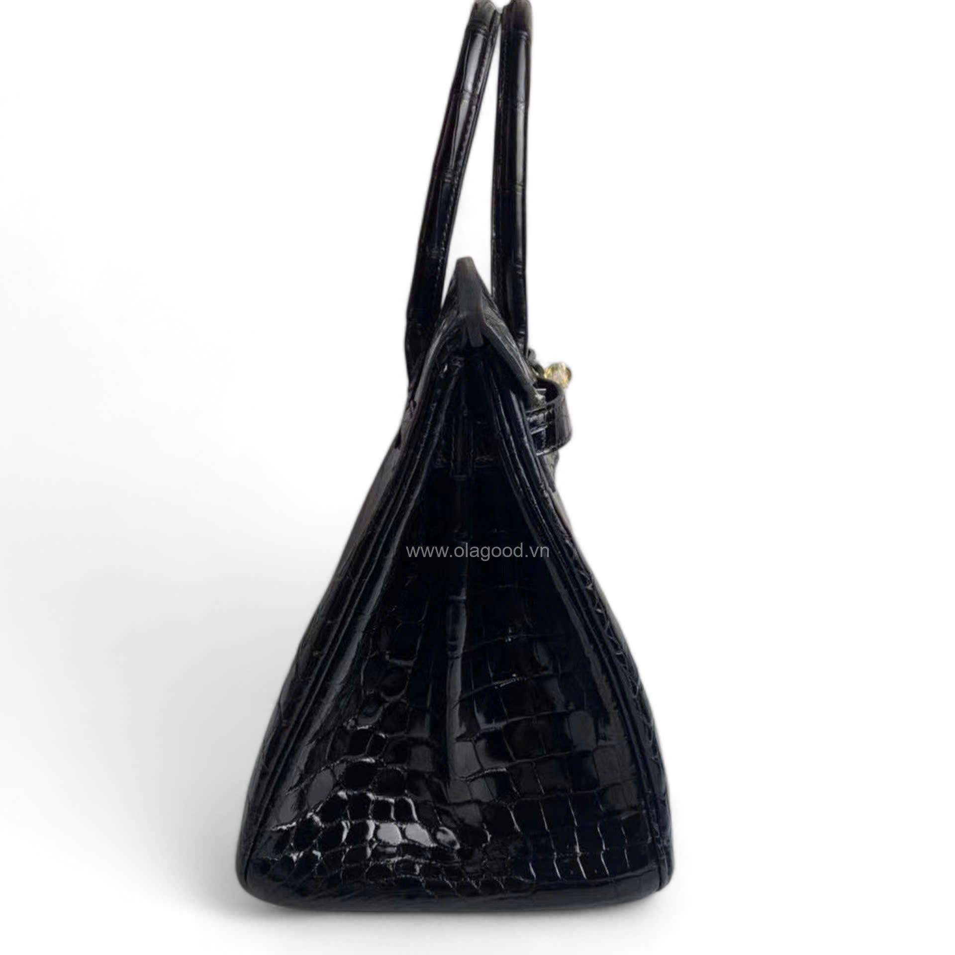 Túi xách Hermes Birkin da cá sấu màu đen size 30 - BHD025S - Hình ảnh 5