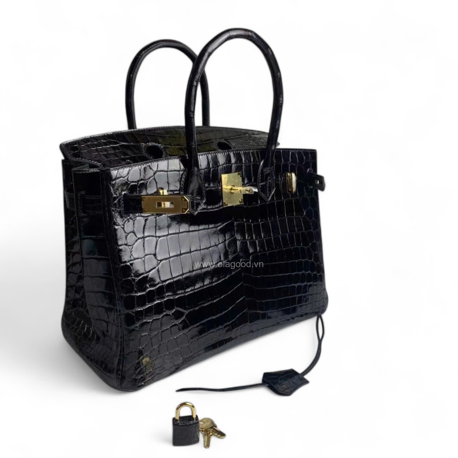 Túi xách Hermes Birkin da cá sấu màu đen size 30 - BHD025S - Hình ảnh 6