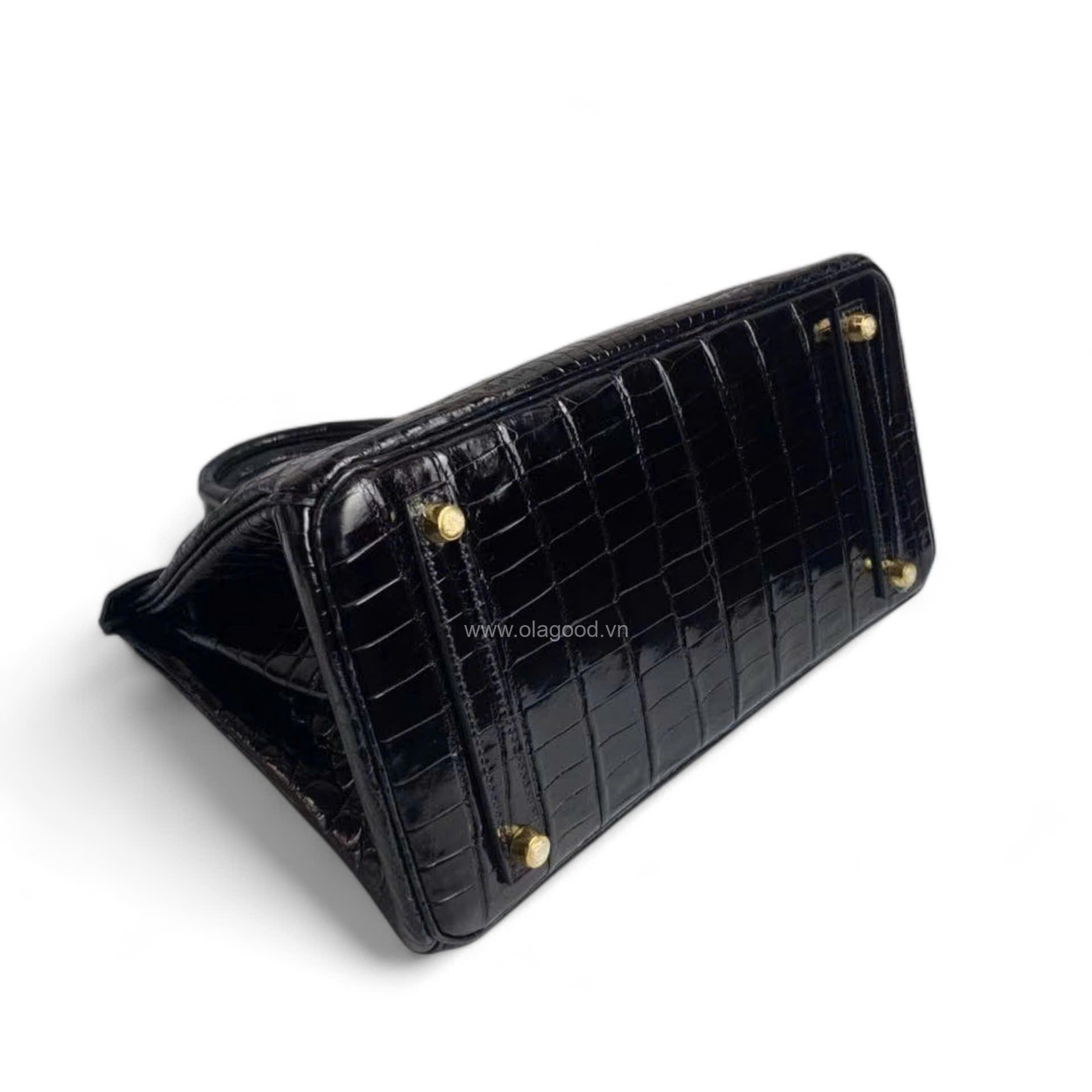 Túi xách Hermes Birkin da cá sấu màu đen size 30 - BHD025S - Hình ảnh 7