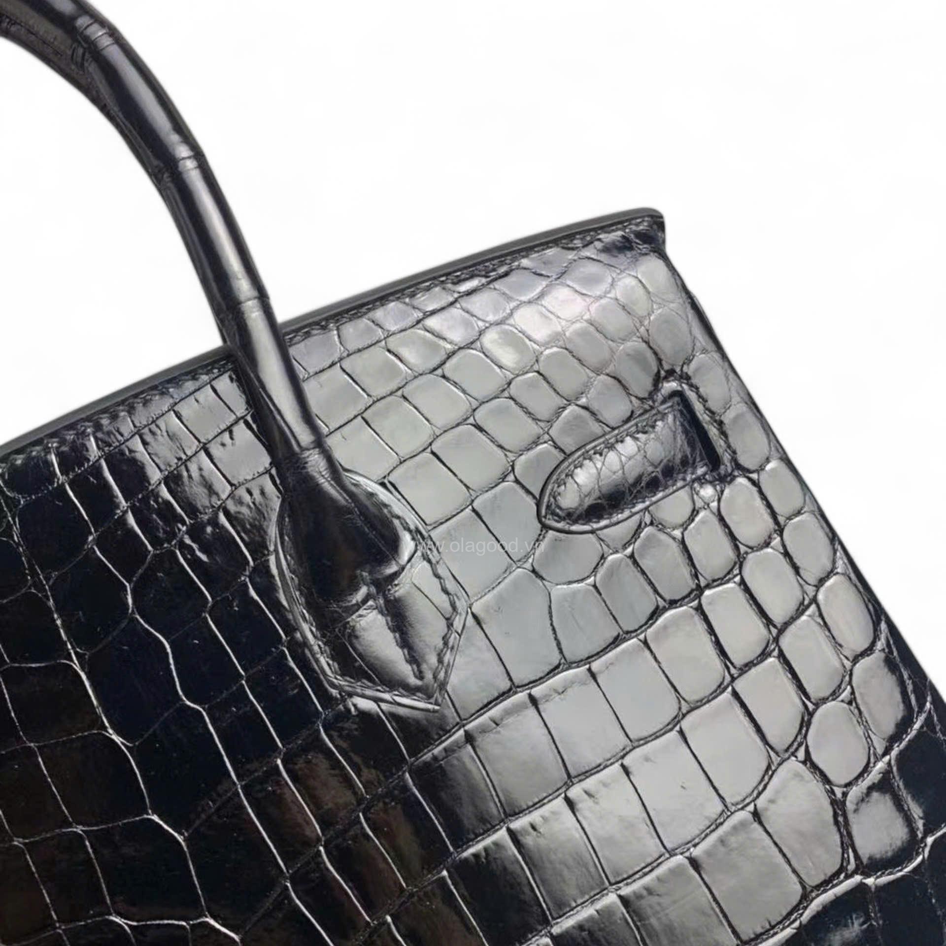 Túi xách Hermes Birkin da cá sấu màu đen size 30 - BHD025S - Hình ảnh 8