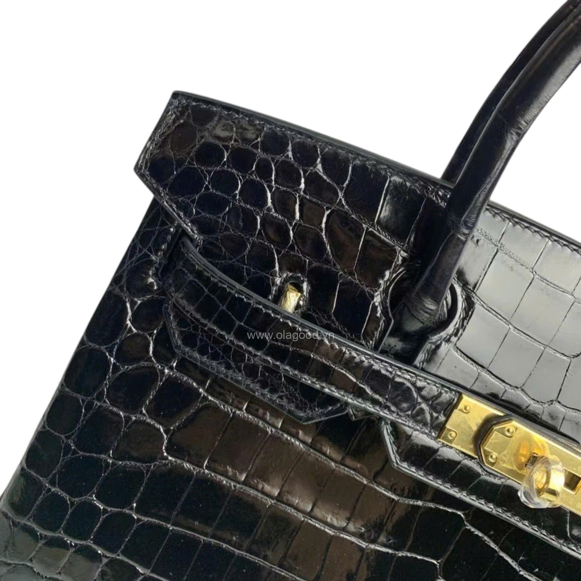 Túi xách Hermes Birkin da cá sấu màu đen size 30 - BHD025S - Hình ảnh 9