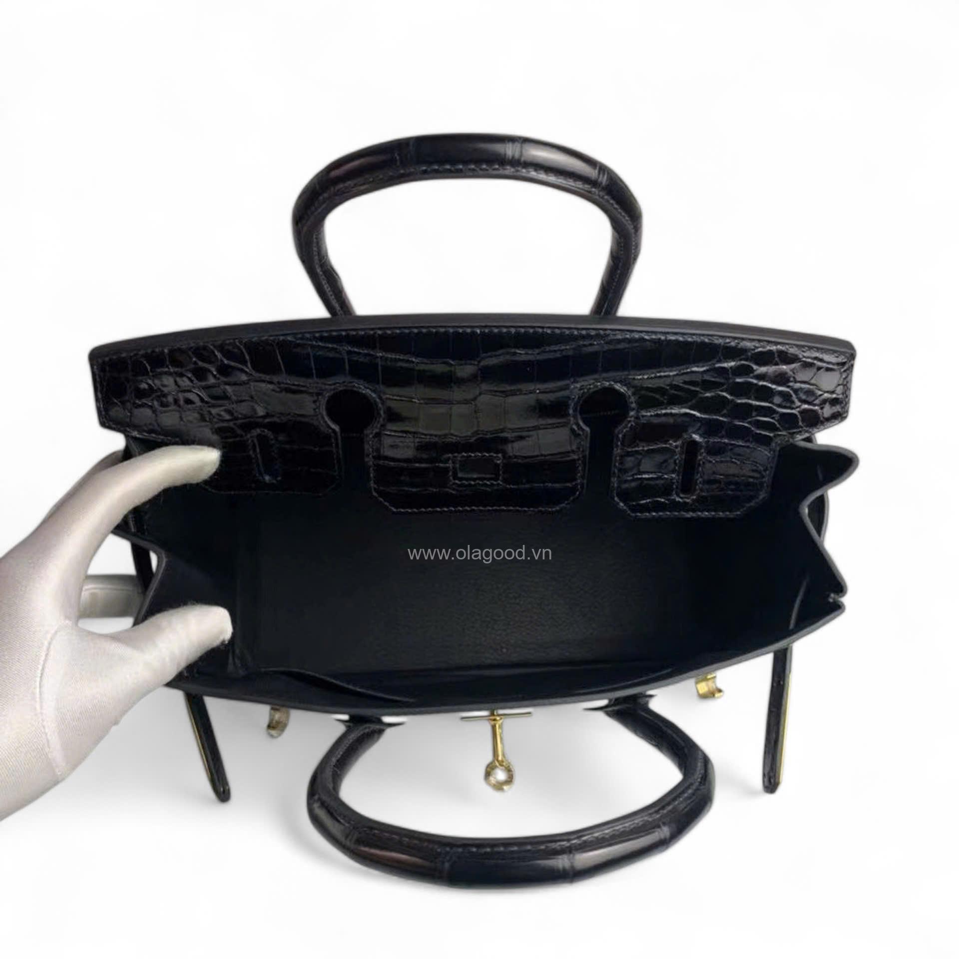 Túi xách Hermes Birkin da cá sấu màu đen size 30 - BHD025S - Hình ảnh 10