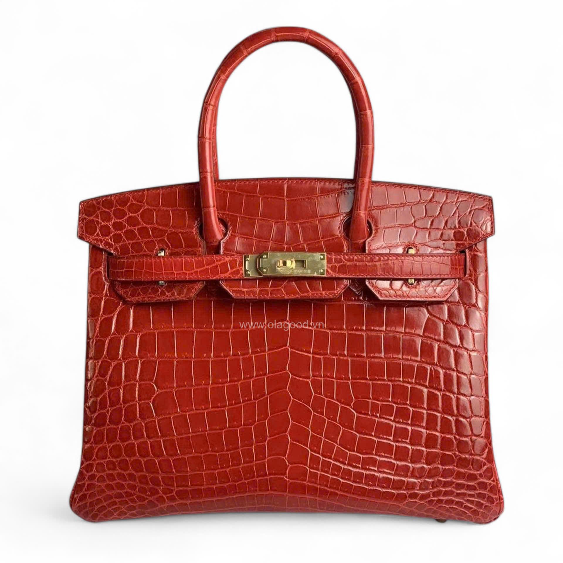Túi xách Hermes Birkin da cá sấu màu đỏ size 30 - HBD0212S