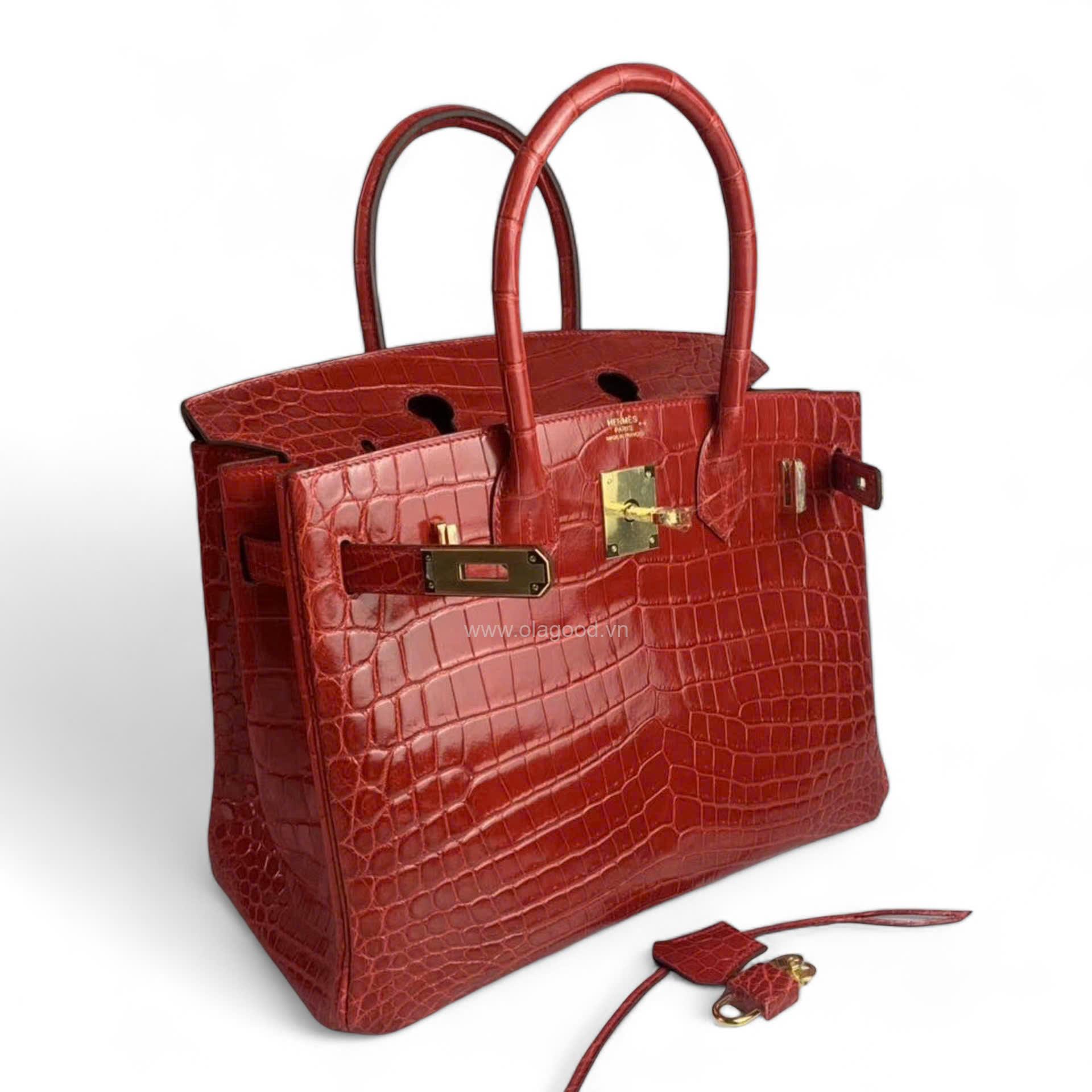 Túi xách Hermes Birkin da cá sấu màu đỏ size 30 - HBD0212S - Hình ảnh 4