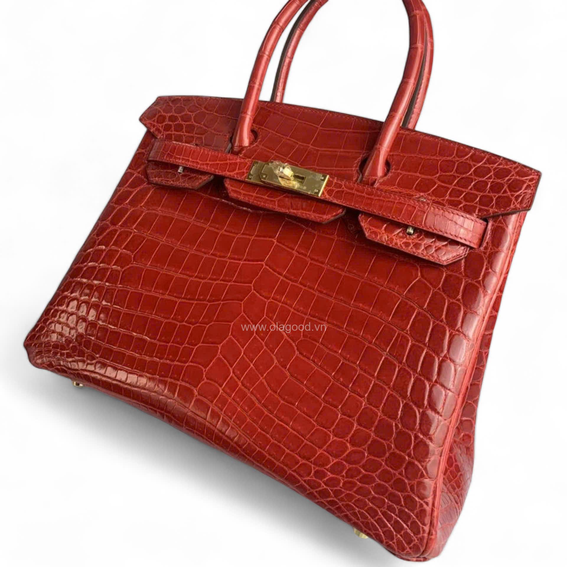 Túi xách Hermes Birkin da cá sấu màu đỏ size 30 - HBD0212S - Hình ảnh 5