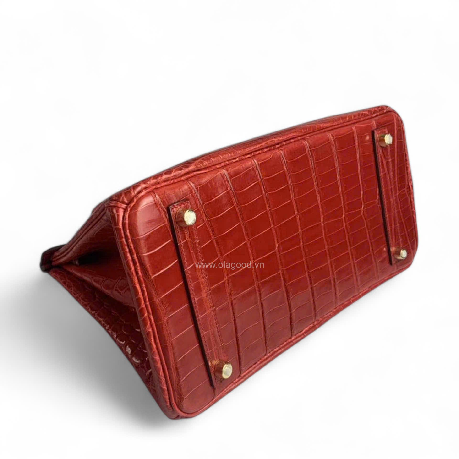 Túi xách Hermes Birkin da cá sấu màu đỏ size 30 - HBD0212S - Hình ảnh 6