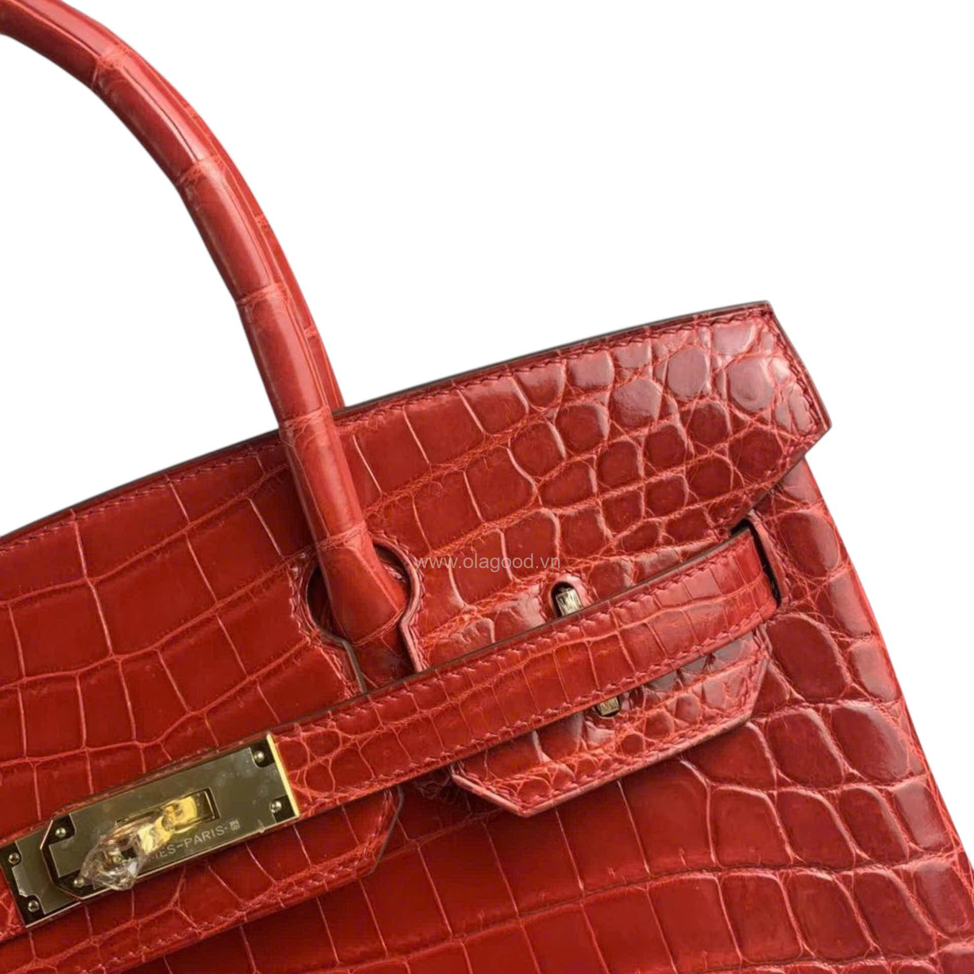 Túi xách Hermes Birkin da cá sấu màu đỏ size 30 - HBD0212S - Hình ảnh 7